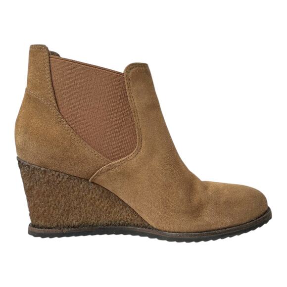 TRASK Tatum Wedge Bootie Suede Wedge Ankle Boots in Tan Size 8M - Picture 8 of 15